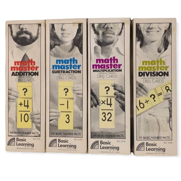 Vintage Math Master Vertical Format Drill Flash Cards Complete Set 3”X10” - Picture 1 of 10
